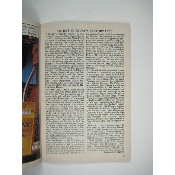 The Magic Flute NY City Opera Bel Canto Festival Program July 1985 Bergenson - Picture 8 of 9